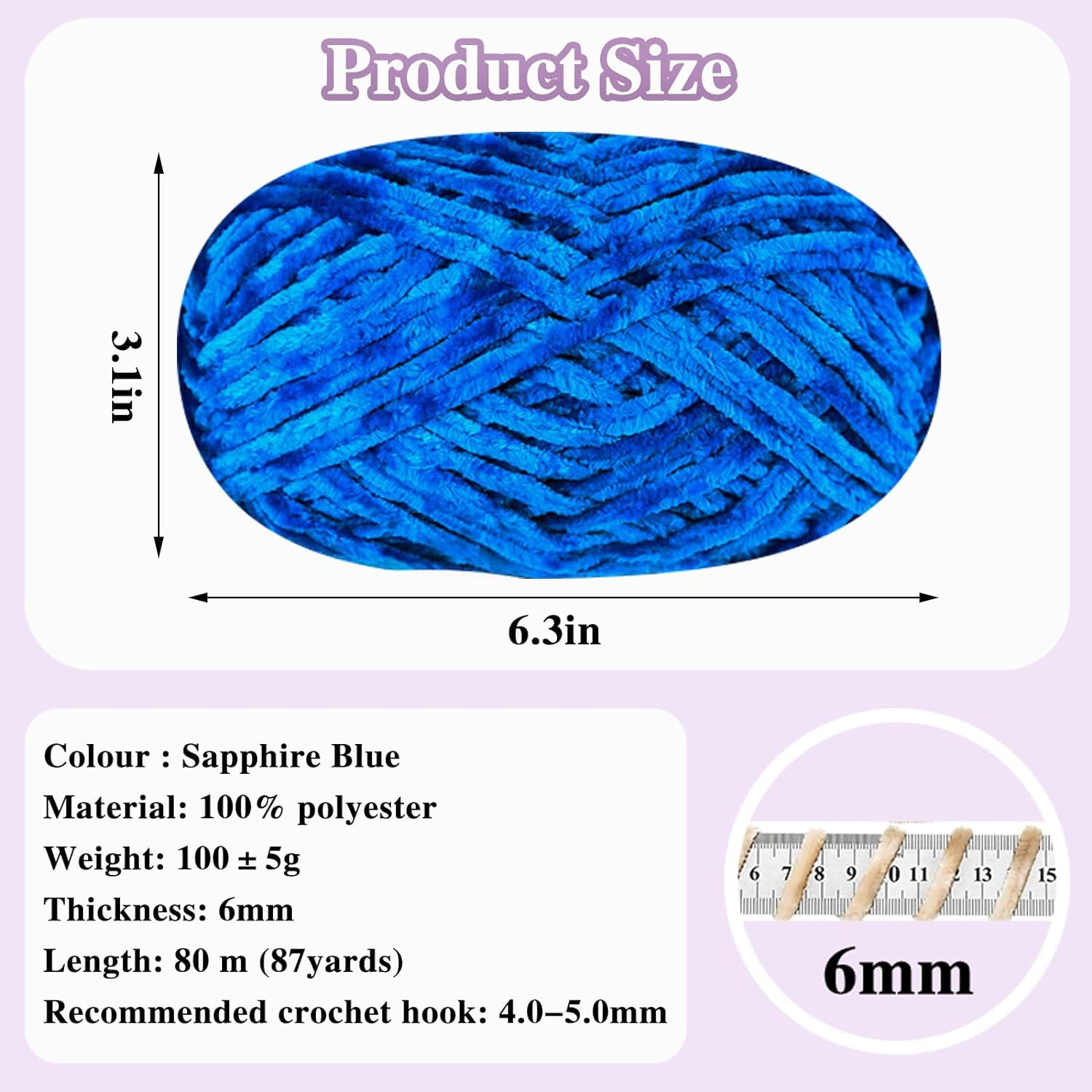 4 PCS 400g Soft Chenille Yarn Velvet Yarn for Crocheting, Fluffy Yarn for Knitting and Crochet DIY Craft,Warm Yarn for Blanket Bag Hat Scarve Clothe Gloves Slippers Doll
