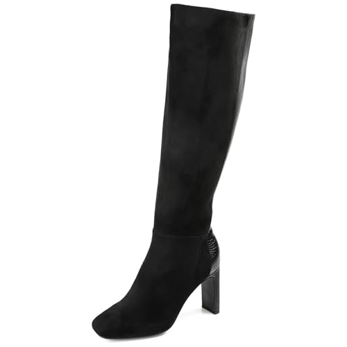 Journee Elisabeth Womens' Tru Comfort Block Heeled Boots, Black, 10 X-Wide