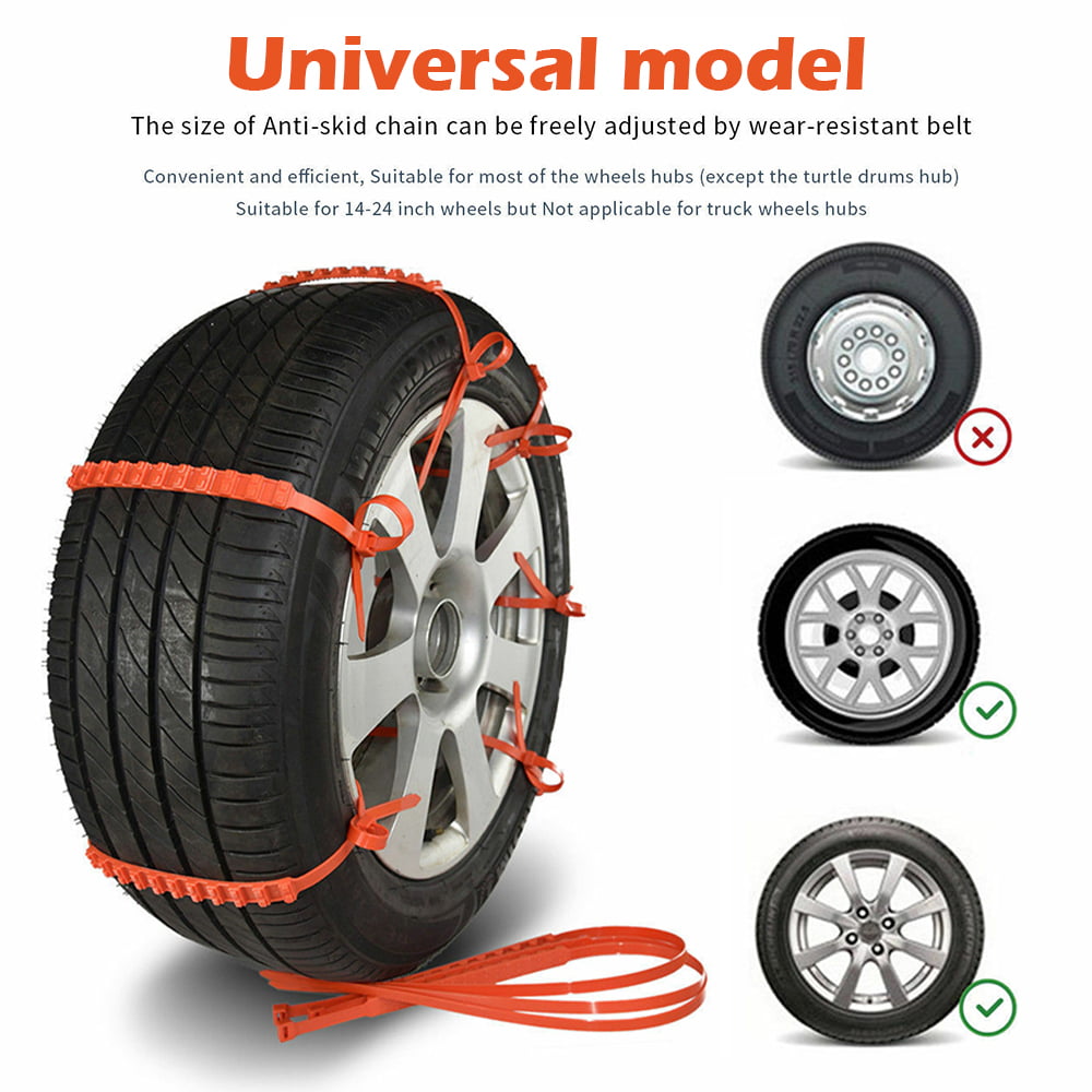 KvSrr Snow Chains for Car Tire Chains Emergency Anti-Skid Mud Universal Plastic Wheel Chain Straps Snowy Rainy 10pcs 
