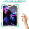 thumbnail image 5 of Dteck Built-in Screen Protector Case for iPad Pro 11 3rd Generation 2021,iPad Pro 11 2nd Gen 2020/2018 Shockproof Rugged Rubber 3-Layers Protection Cover Stand Hand/Shoulder Strap Cover,Mint+Blue, 5 of 7