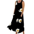 thumbnail image 1 of Vestido de Verano Casual sin Mangas de Lino de Cuello Redondo Impreso Maxi, Vestido de Verano Largo Y Cómodo, 1 of 5