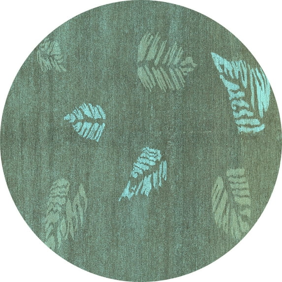 Ahgly Company Indoor Round Abstract Light Blue Contemporary Area Rugs, 8' Round