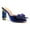 Blue, variant on FSJ Women Crystal Chunky High Heel Slip on Mules Peep Toe Rhinestone Bow Slide Sandals Charming Prom Date Heeled Slides Size 8 Silver