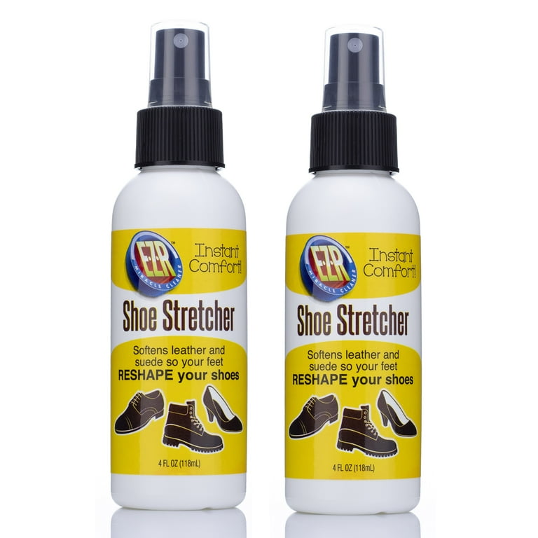 instant comfort liquid shoe stretcher spray. shoe stretch spray for leather used to instantly increase comfort and loosen the tight spots. for sneakers loafers sandals and high heels. two 4oz