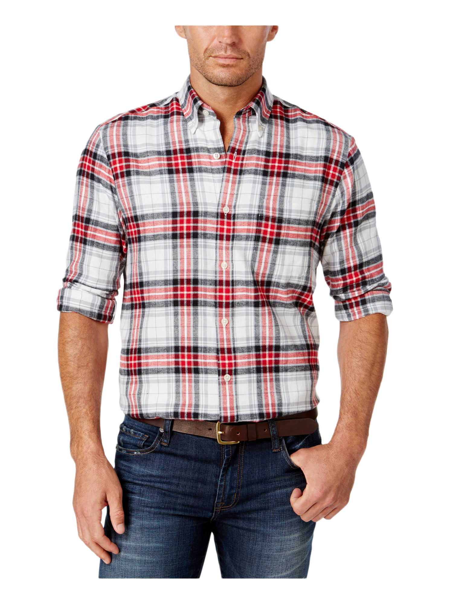 NEW Men's JOHN ASHFORD Casual Dress Shirts Beige Brown plaid NEW Men's JOHN ASHFORD Casual Dress Shirts Beige Brown plaid