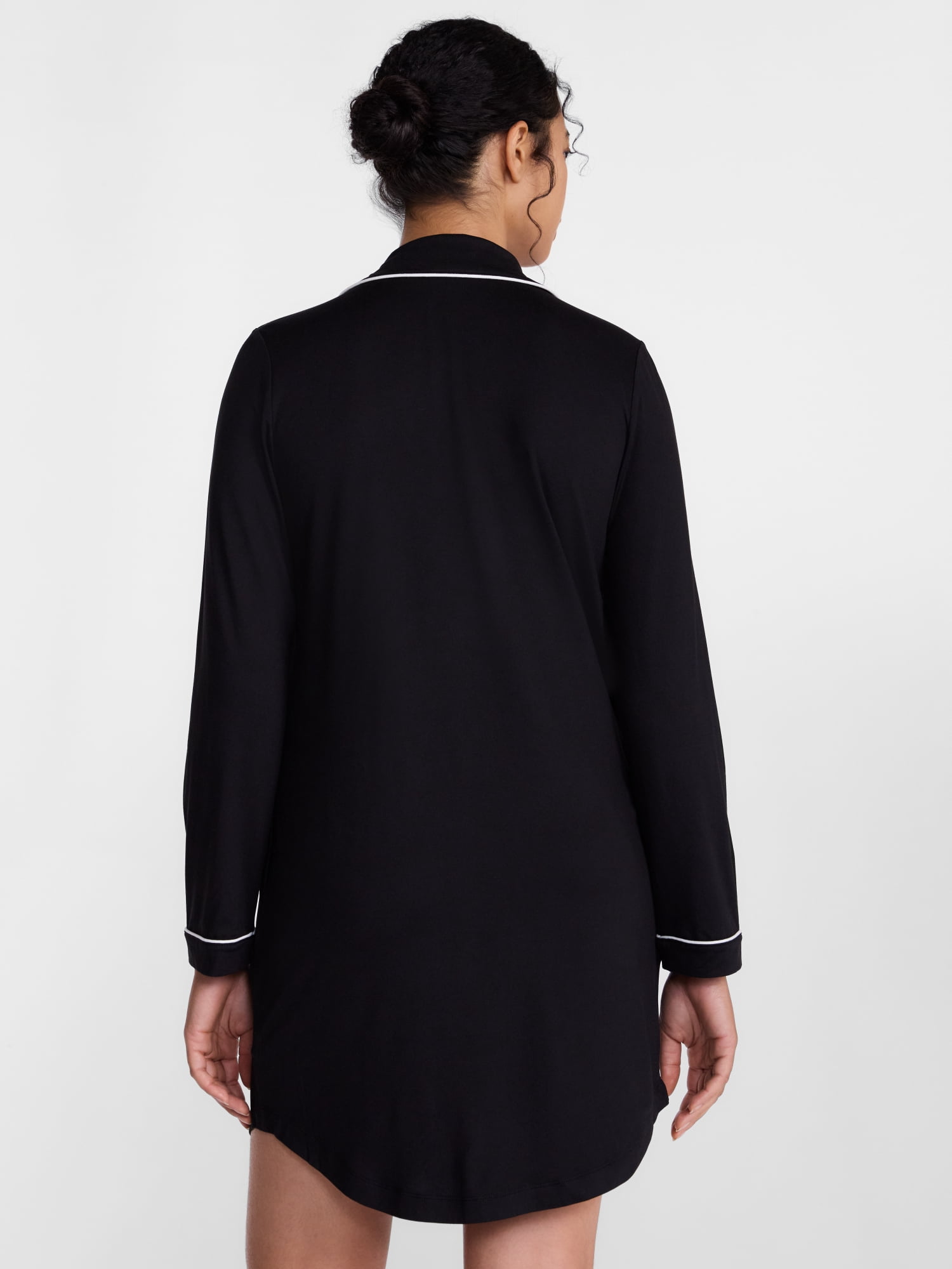 Joyspun Women's Dreamy Soft Collection Notch Collar Sleepshirt with Long Sleeves, Sizes XS-3X