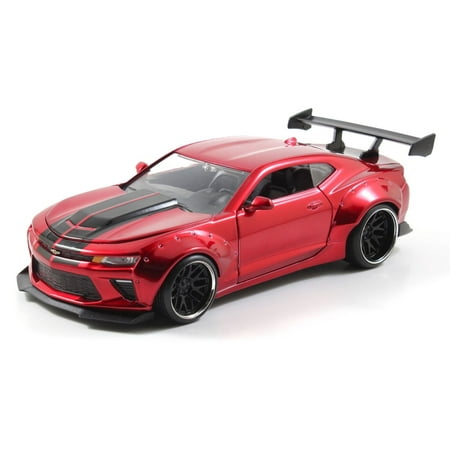 2016 Chevrolet Camaro SS Wide Body with GT Wing Candy Red With Black Stripes 1/24 Diecast Model Car  by