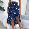 thumbnail image 7 of qolati 2023 Women's Summer Floral Boho Skirts Elastic High Waist Irregular Hem Midi Skirt Lightweight Slim Fit Flowy A-Line Beach Skirt, 7 of 7