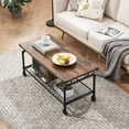 thumbnail image 2 of VECELO Coffee Table with Four Wheels, Movable Rectangular Cocktail Table with Drawer and Mesh Shelf for Home Office Living room, Brown, 2 of 9