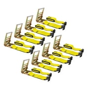 Ratchet Tie-Down Straps with Flat Hooks, 4" x 30' Ratchet Straps Yellow | 16,200 Lbs Breaking Strength | TieDown Ratchet Straps for Flatbed, Truck, Trailers Pickup (8 Pack)