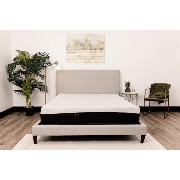 Sleep Comfort Gel Memory Foam Mattress 10 Inch - Full Medium Tight Top With 2.5 Convoluted And Soft Black   Gray Removable Cover