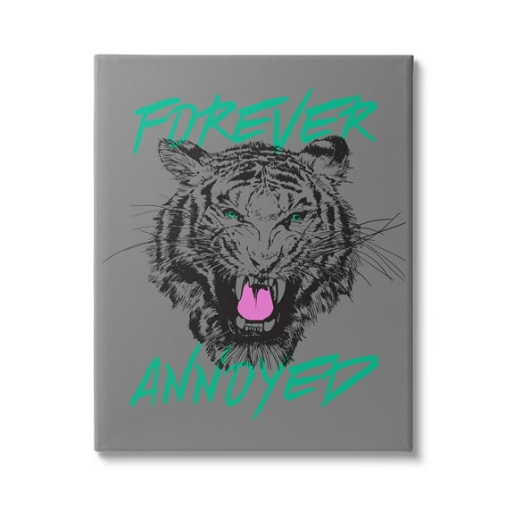 Stupell Industries Forever Annoyed Tiger Animals & Insects Painting Gallery Wrapped Canvas Art Print Wall Art, 16 x 20