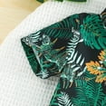 thumbnail image 5 of Boys Hawaiian Outfit 2Pcs Set Summer Beach Button-Down Shirt Top + Shorts for Kids 2-9 Years Green 9-12 Months, 5 of 5