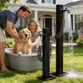thumbnail image 6 of 304 Stainless Steel Outdoor Vertical Square Garden Water Column, Freestanding Hose Stand with 2 in 1 Double Brass Faucet and Spray Gun, Black Yard Hydrant for Backyard and Irrigation, 6 of 7