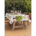 thumbnail image 3 of Outdoor Tablecloth with Umbrella Hole for Patio/Picnic/Party/Camping, Children's Day Waterproof Table Cloth Rectangle Table Cover Washable, Cartoon Painting Rainbow Rocket Butterfly (60"x 102"), 3 of 8