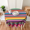 thumbnail image 3 of Mexican Blanket Serape Stripe Pattern Colorful Waterproof Picnic Patio Party Round Table Cloth Cover Decorations Fabric 60 Inch Circular Tablecloth For 20-47 Inch Home Dining Room Kitchen Decor, 3 of 6