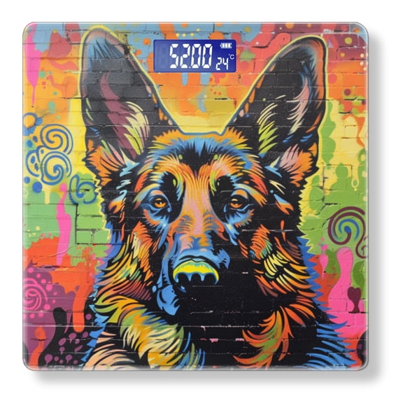 High Precision Body Weight Scale Smart Bathroom Scales with Large LCD Display(400lbs),Decorative for Bedroom-Vibrant Graffiti Mural Of German Shepherd