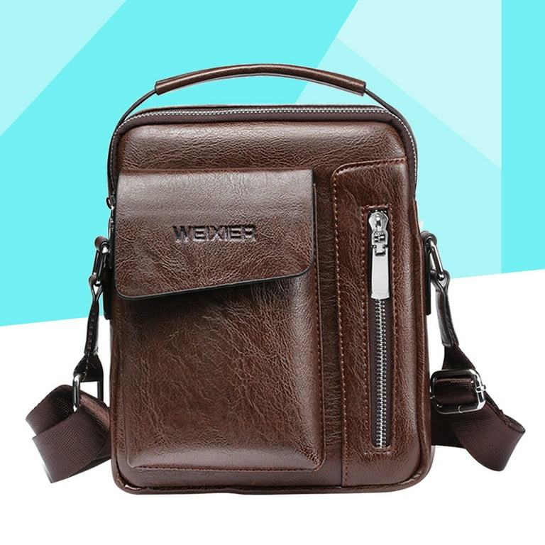 Men Shoulder Bag PU Leather Wear-resisting Zipper Messenger, 45% OFF