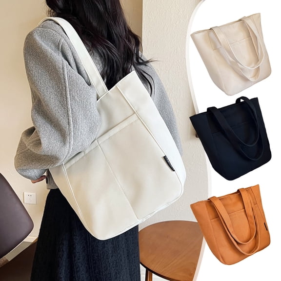 JVBTVB Women's Large Capacity Canvas Tote Bag with Zipper Lightweight Shoulder Handbag for Everyday Use, Travel, Work, Shopping 14.56x12.59x5.51 inches