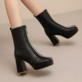 thumbnail image 5 of Black Women'S Platform Boots With Front Zipper High Heel Design For Autumn Winter Fashion Comfortable, 5 of 5