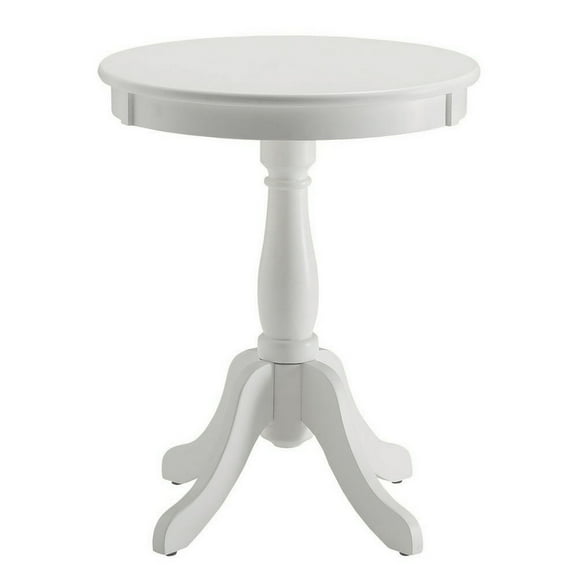 Benjara Astonishing Side Table With Round Top, White-Color:White