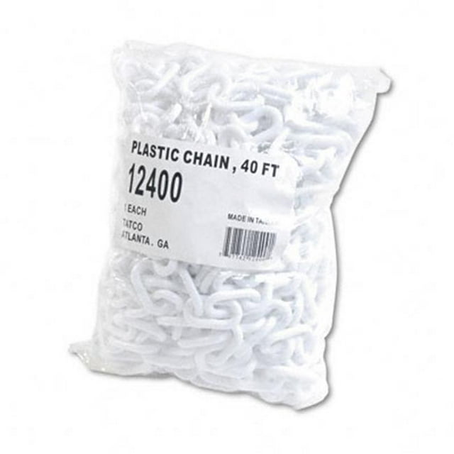 Tatco 12400 Crowd Control Stanchion Chain Plastic 40 ft. White