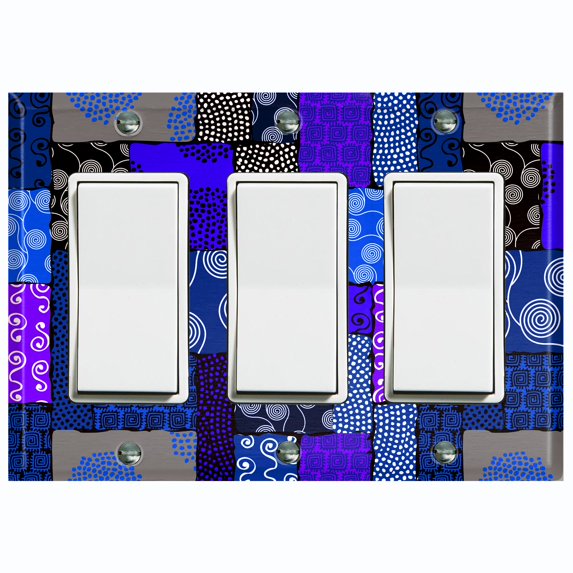Metal Light Switch Plate Cover Safari African Tribal Art Pattern Purple Blue SFR010