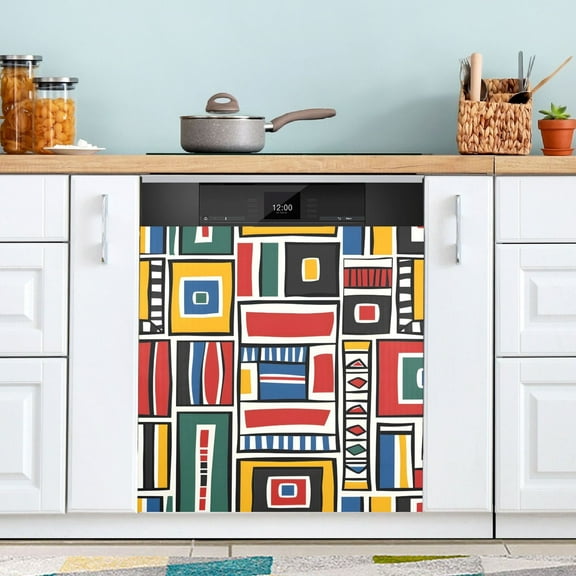 Square Shaped Geometric Dishwasher Magnet Cover Magnetic Fridge Door Cover Home Kitchen Decor 23"x 26"