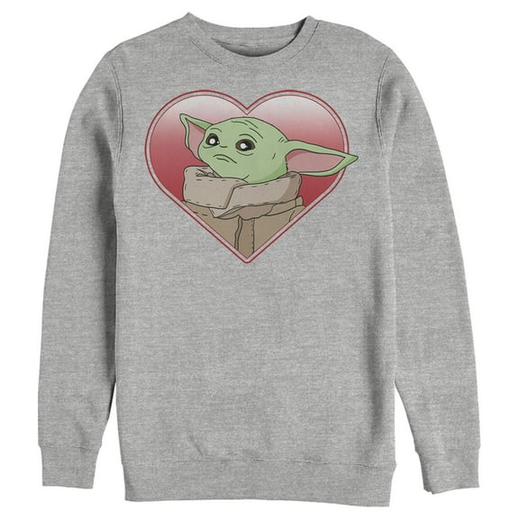 Men's Star Wars: The Mandalorian The Child Heart Look  Sweatshirt Athletic Heather Small