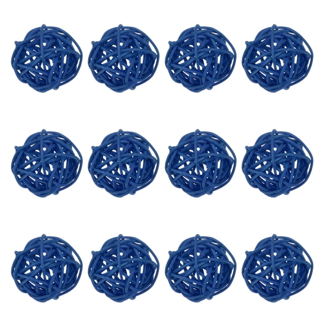 Uxcell 12-Pack Bolas de Ratán Tejidas 40mm/1.6 Pulgadas Bolas Decorativas de Ratán para Navidad Bodas Acción de Gracias Azul