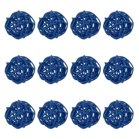 Uxcell 12-Pack Wicker Rattan Balls 40mm/1.6 Inch Decorative Rattan Balls for Christmas Weddings Thanksgiving Blue