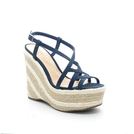 - Schutz Womens Jelle Blue Leather Platform Heeled Open-Toe Ankle Buckle Sandals
