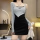 thumbnail image 3 of Vestidos bodycon de verano para mujer mini vestido de cóctel con un hombro fruncido hasta la rodilla, 3 of 6