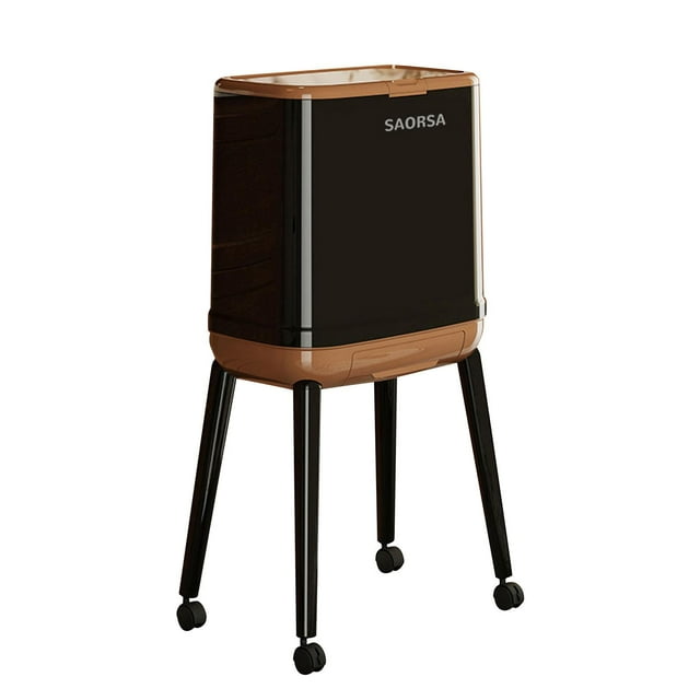 Bote de Basura Prensa Cubo Residuos Papelera Doble Capa Multifunción con Tapa de Apertura Presionable Y Ruedas Giratorias Adecuado para Baño Sala