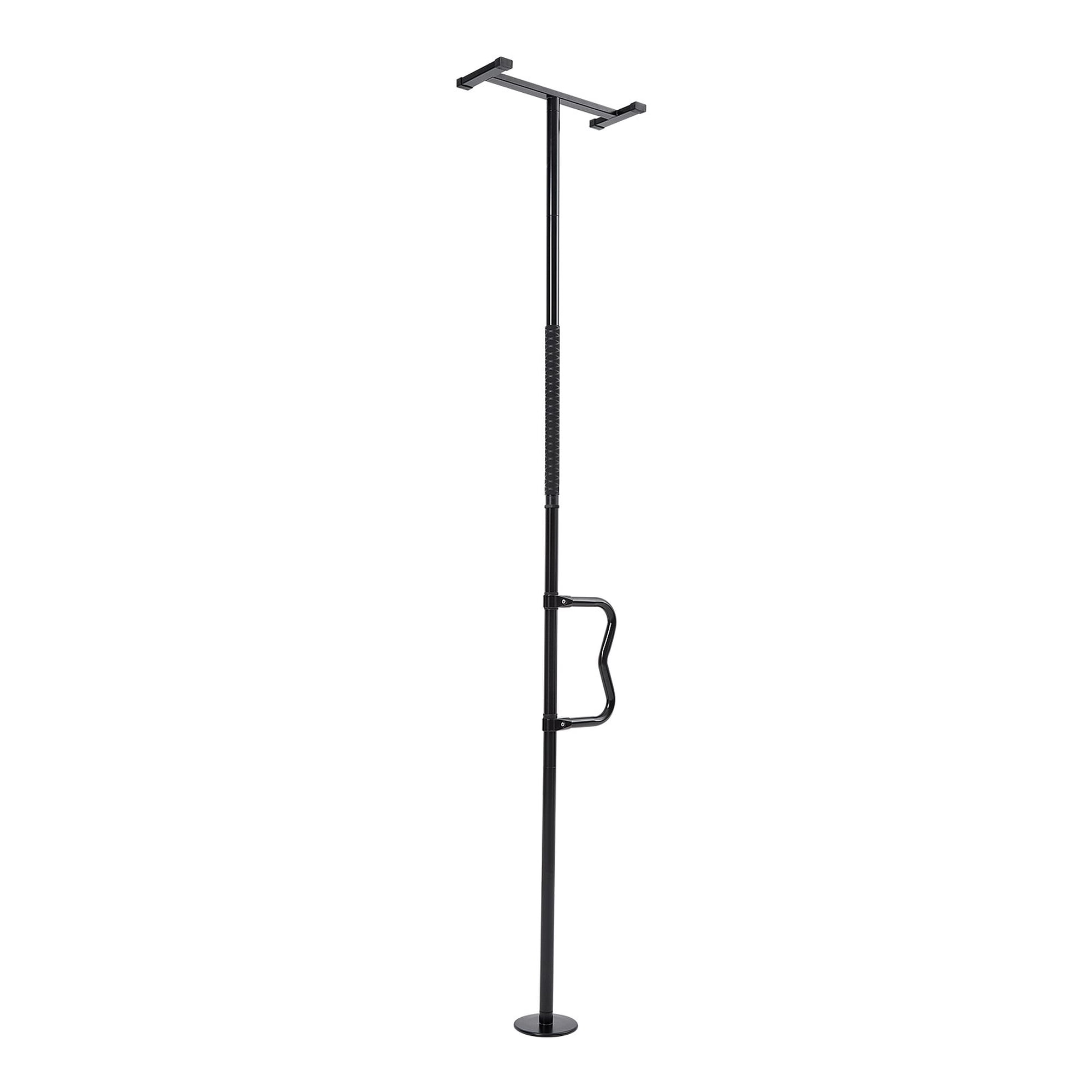 VEVOR Floor-to-Ceiling Transfer Pole, Tension Mounted Bathroom Grab Bar with Anti-Slip Curve Handle, 300 Lbs Capacity Security Pole for Elderly, Ideal Senior Safety Pole for 7-10 Ft Ceilings, Black