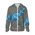 thumbnail image 1 of Vsdgher Fun Riding Dinosaur Print Adult Hoodie Shirts Rash Guard for Men Women,Long Sleeve Sun Protection Fishing Shirts for Athletic Running Swim-Large, 1 of 7