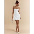 thumbnail image 2 of White Womens Backless Mini Dress With Cross-Back Tie Straps, Textured A-Line Fit For Party Or Date Night, 2 of 7