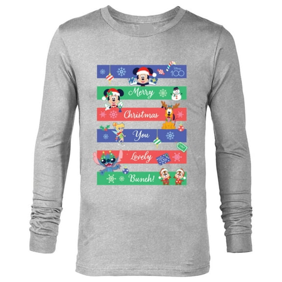 Disney 100 Mickey & Friends Merry Christmas You Lovely Bunch - Long Sleeve T-Shirt for Men - Customized-Athletic Heather