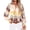 Brown, variant on Womens V Neck Floral Long Sleeve Tops Summer Casual Loose Puff Sleeve Chiffon Boho Work Blouse Dressy T Shirts