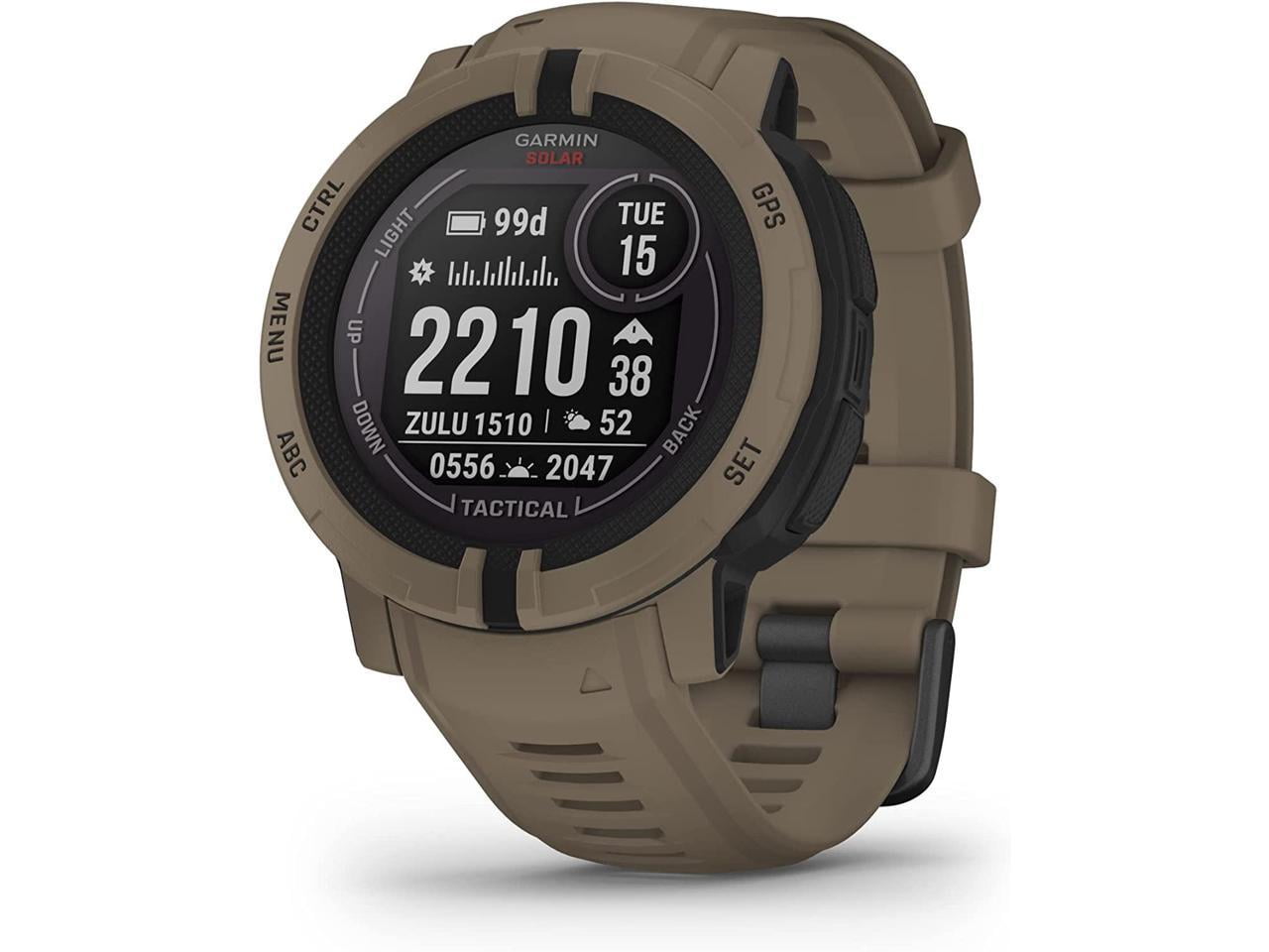 Garmin Instinct 2 Solar, Tactical-Edition, GPS Outdoor Watch, Solar Charging Capabilities, Multi-GNSS Support, Trackback Routing, Coyote Tan