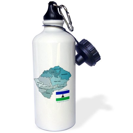 3dRose Political map and flag of Lesotho with all the provinces identified by name, Sports Water Bottle, 21oz