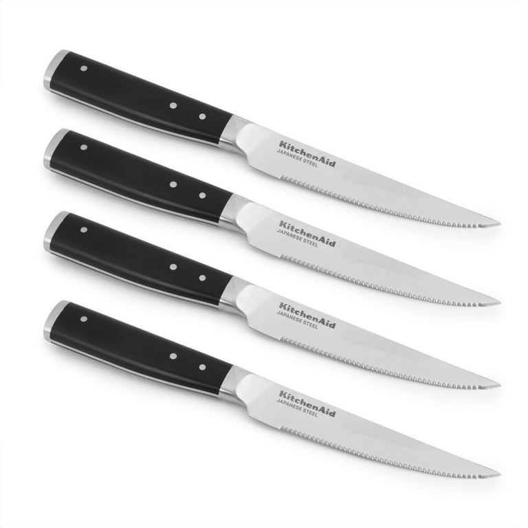 KITCHENAID 4 PIECE STEAK SET SERRATED KNIFE HIGH- CARBON JAPANESE STEEL  BLADES