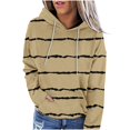thumbnail image 3 of Jinhomg Women's Striped Print Sweatshirts Fall Casual Comfy Long Sleeve Hoodie Lightweight Loose Fit Kangaroo Pocket Sweatshirt with Drawstring Fall Saving Khaki XXL, 3 of 6