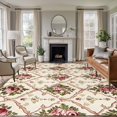 thumbnail image 2 of Area Rug 72×108in, Retro Flower Geometric Pattern Floor Carpet Living Room Rug, Farmhouse Floral Seamless Non-Slip Welcome Mat Indoor Rugs for Bedroom Dining Room, 2 of 9