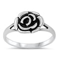 thumbnail image 1 of Antiqued Rose Flower Anniversary Ring .925 Sterling Silver Band Jewelry Female Male Unisex Size 4, 1 of 4