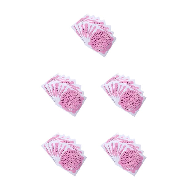Bewildely Colector de pelo antibloqueo para desagüe de suelo, tapón adhesivo para desagüe de alcantarillado, colador para baño, bañera, Rosado 5piezas