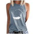 thumbnail image 2 of OKBOP Sleeveless Ladies Tops Clearance Gray Crew Neck Graphic Tank Tops Shirts for Women, 2 of 5
