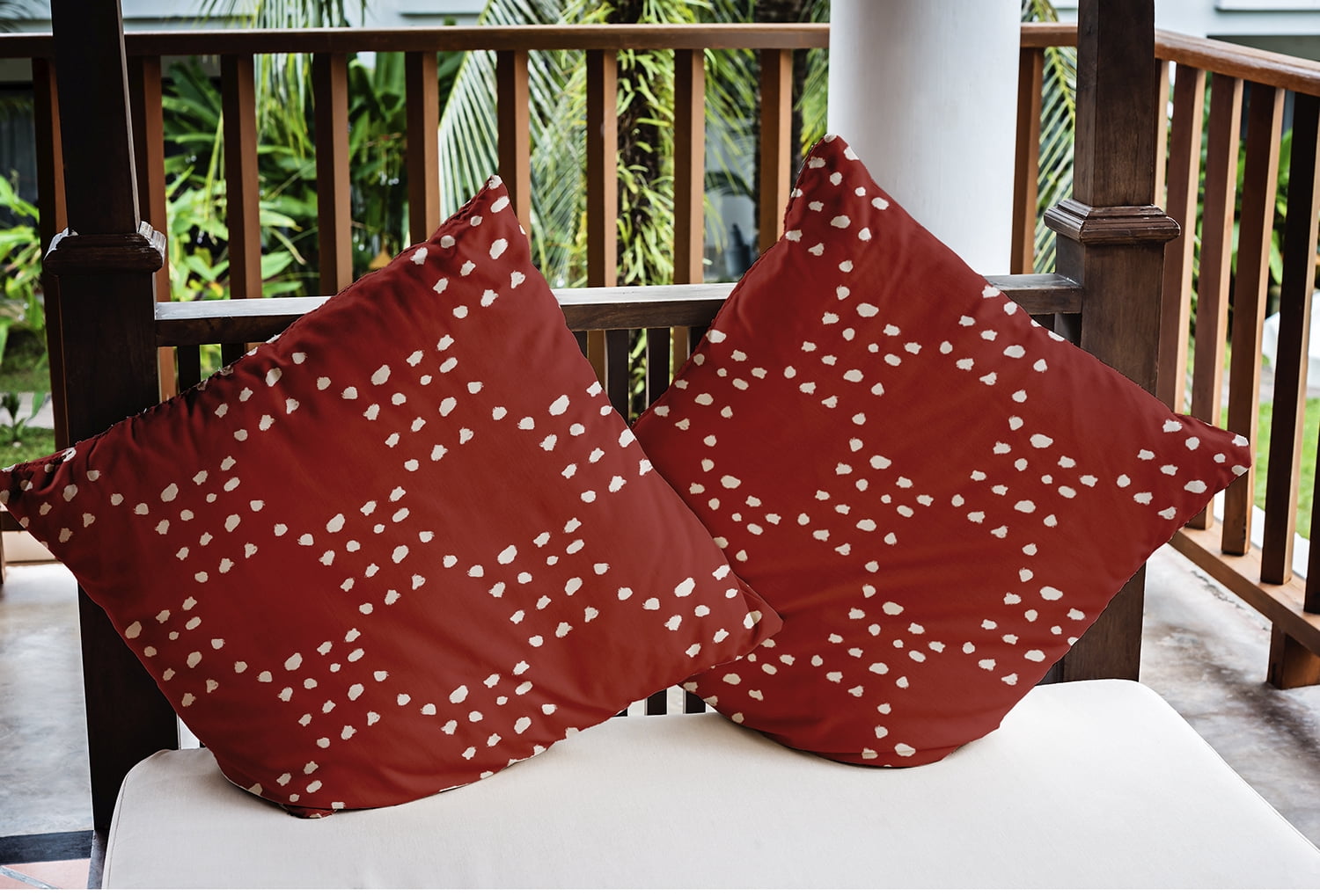20" x 20" Simply Daisy Stitched Dots Polyester Indoor/Outdoor Pillow, Red Maple Qty 1
