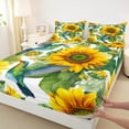 thumbnail image 3 of Homewish Hummingbird Animal Twin Sheet Sets 3pcs for Teens Boys Girls,Floral Sunflower Flower Twin Fitted Sheet Microfiber,Green Yellow Breathable Flat Sheet,Lightweight Room Decor, 3 of 7
