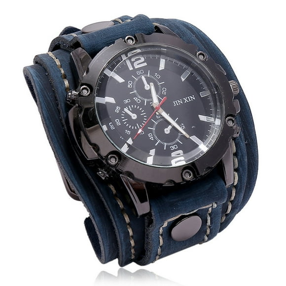 tredstone Montre-Bracelet de Luxe pour Hommes Style Vintage Bracelet Horloge Douce et Flexible Grand Application Bleu